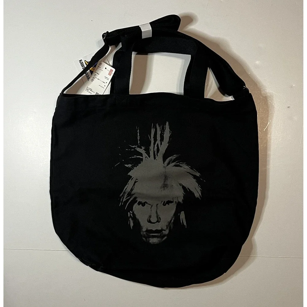 Uniqlo KAWS Andy Warhol Japan Limited Edition Black 2 Way Tote Bag NWT